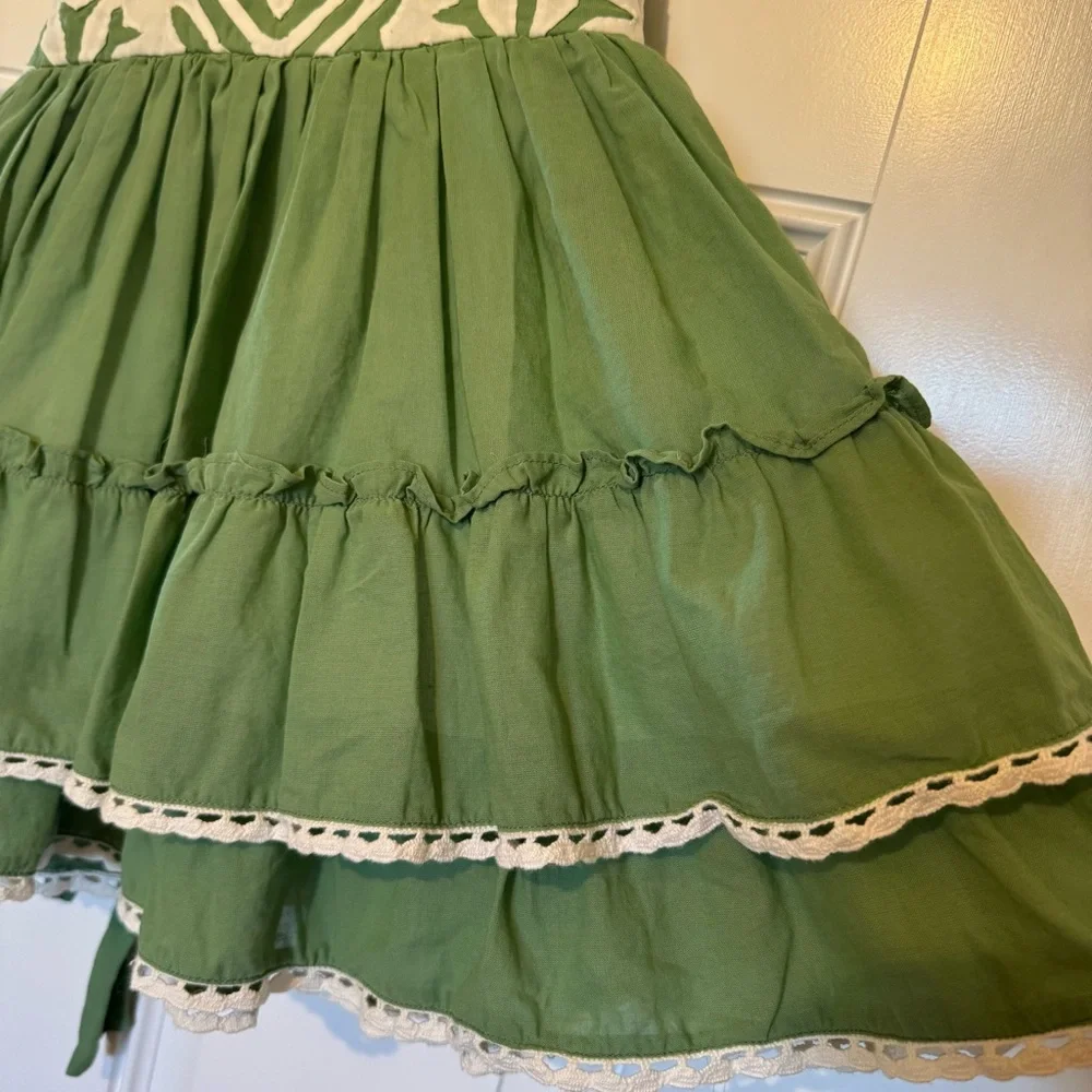 WELL DRESSED WOLF Homespun Holiday Snowflake Green White Dress w Jacket Girls 2T